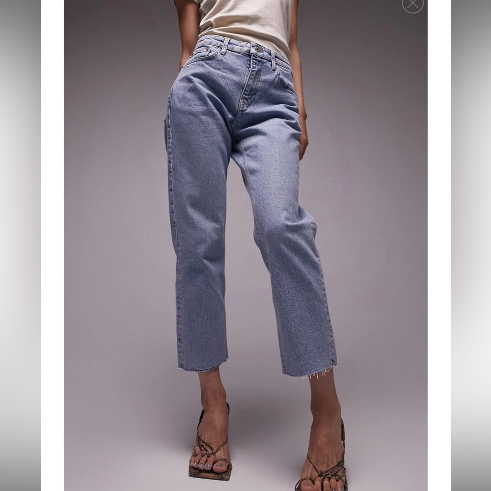 Topshop Raw Hem Crop Straight Leg Jeans, size 28